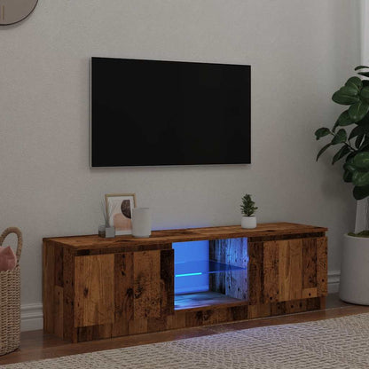 vidaXL TV Cabinet with LED Lights Old Wood 140x40x36 cm Engineered Wood