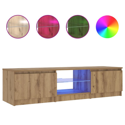 vidaXL TV Cabinet with LED Lights Artisian Oak 140x40x36 cm Engineered Wood