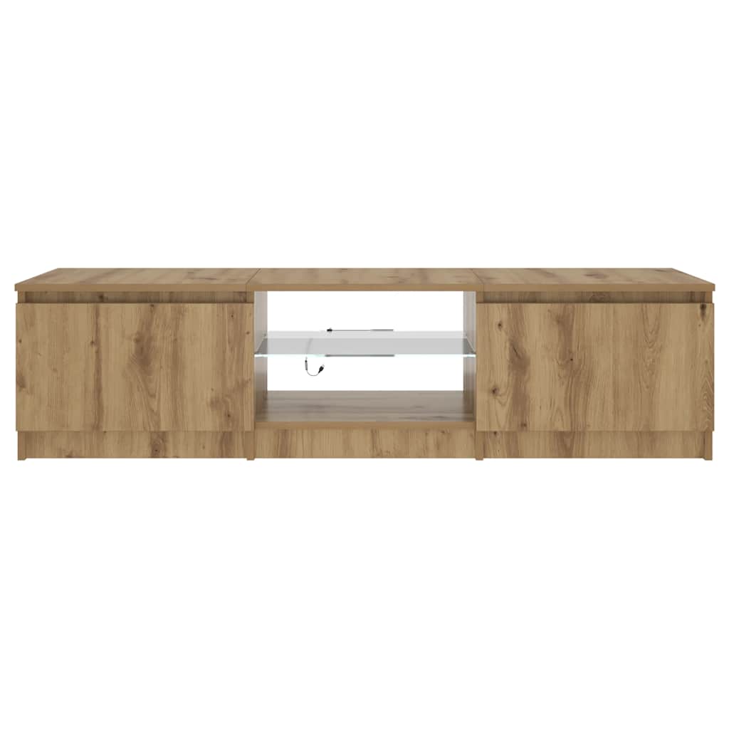vidaXL TV Cabinet with LED Lights Artisian Oak 140x40x36 cm Engineered Wood