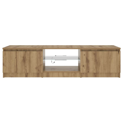 vidaXL TV Cabinet with LED Lights Artisian Oak 140x40x36 cm Engineered Wood