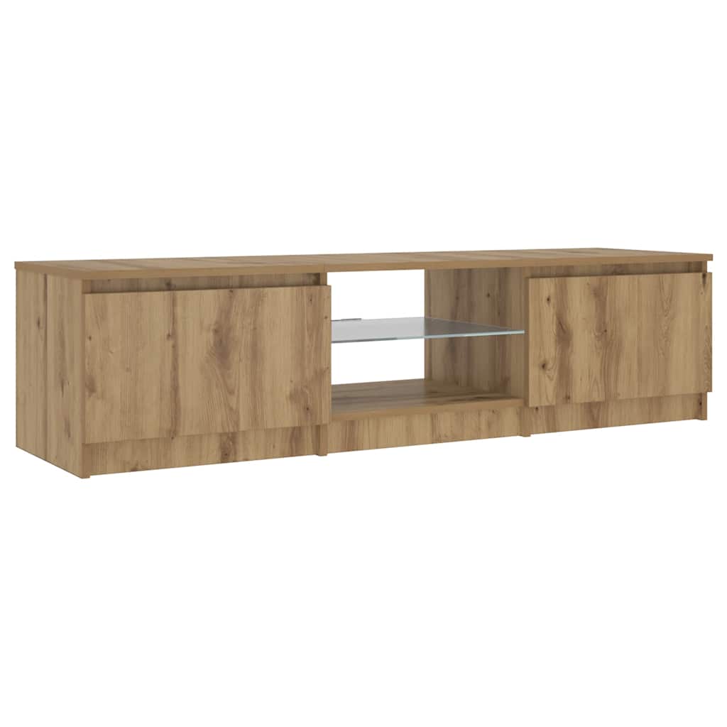 vidaXL TV Cabinet with LED Lights Artisian Oak 140x40x36 cm Engineered Wood