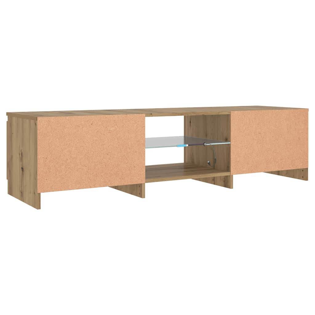vidaXL TV Cabinet with LED Lights Artisian Oak 140x40x36 cm Engineered Wood