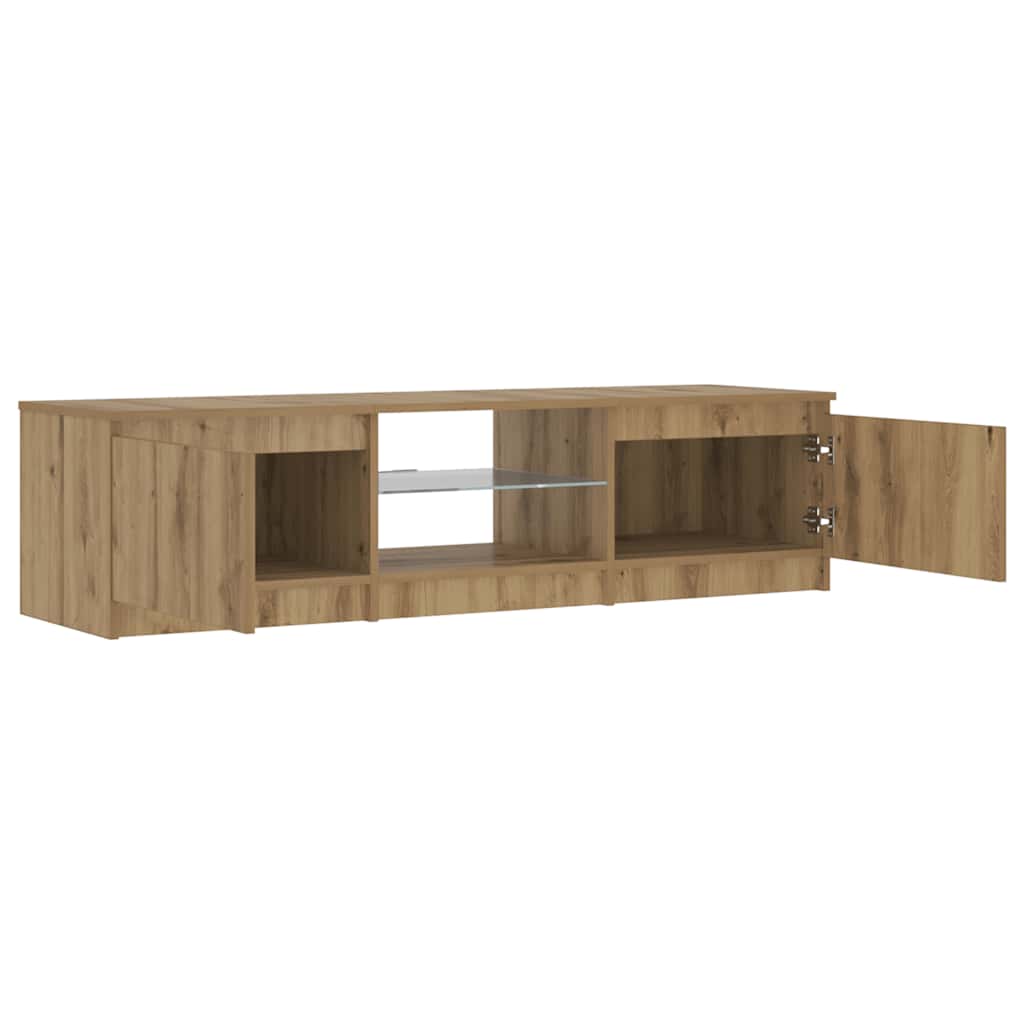 vidaXL TV Cabinet with LED Lights Artisian Oak 140x40x36 cm Engineered Wood