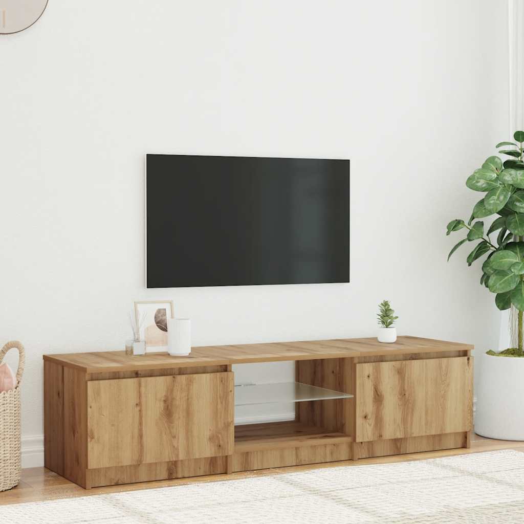vidaXL TV Cabinet with LED Lights Artisian Oak 140x40x36 cm Engineered Wood