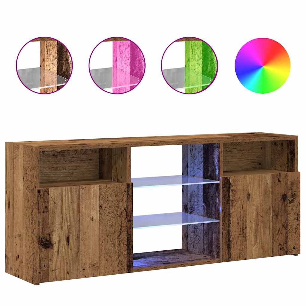 vidaXL TV Cabinet with LED Lights Old Wood 120x30x50 cm Engineered Wood