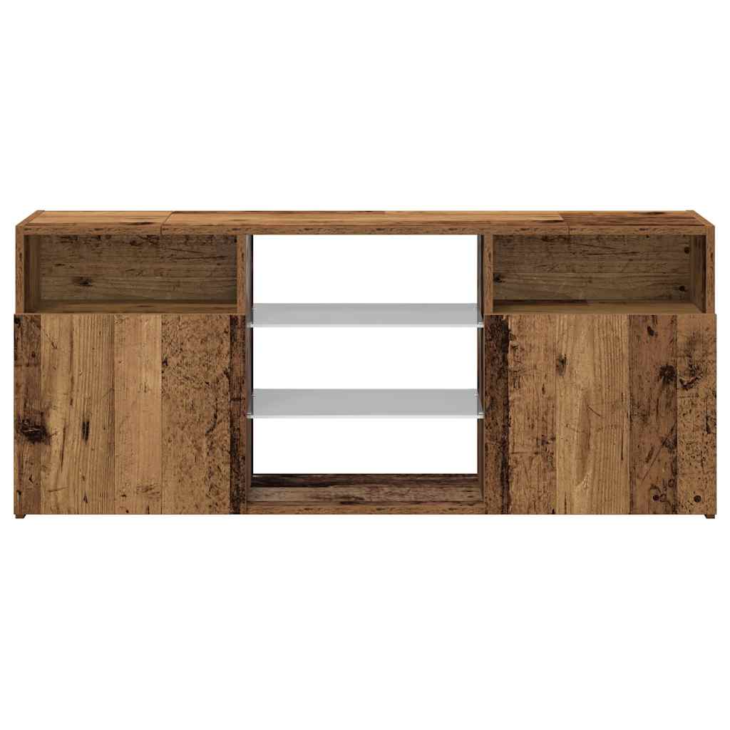 vidaXL TV Cabinet with LED Lights Old Wood 120x30x50 cm Engineered Wood