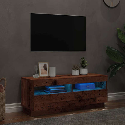 vidaXL TV Cabinet with LED Lights Old Wood 100x35x40 cm Engineered Wood