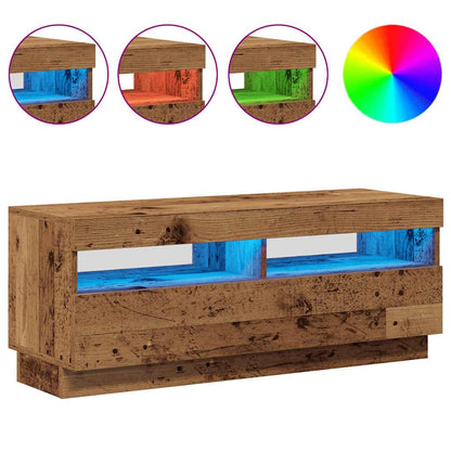vidaXL TV Cabinet with LED Lights Old Wood 100x35x40 cm Engineered Wood