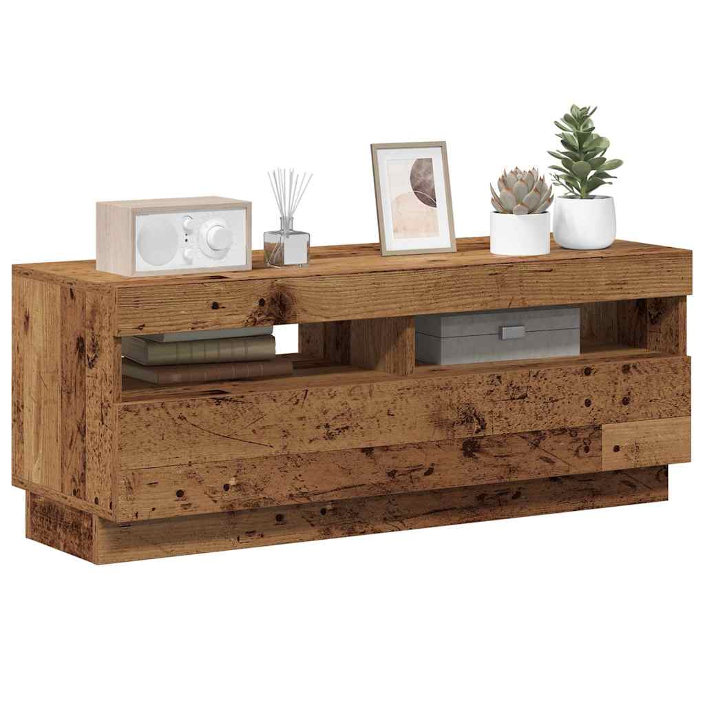 vidaXL TV Cabinet with LED Lights Old Wood 100x35x40 cm Engineered Wood
