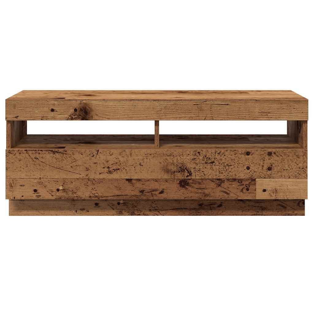 vidaXL TV Cabinet with LED Lights Old Wood 100x35x40 cm Engineered Wood