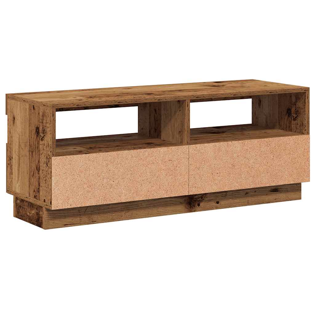 vidaXL TV Cabinet with LED Lights Old Wood 100x35x40 cm Engineered Wood