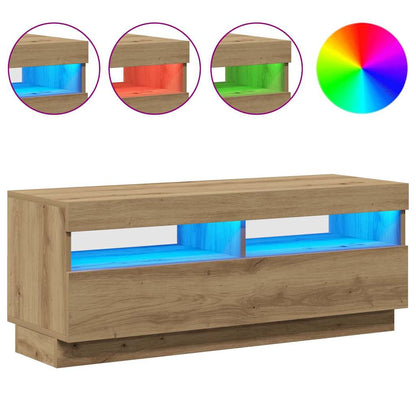 vidaXL TV Cabinet with LED Lights Artisian Oak 100x35x40 cm Engineered Wood