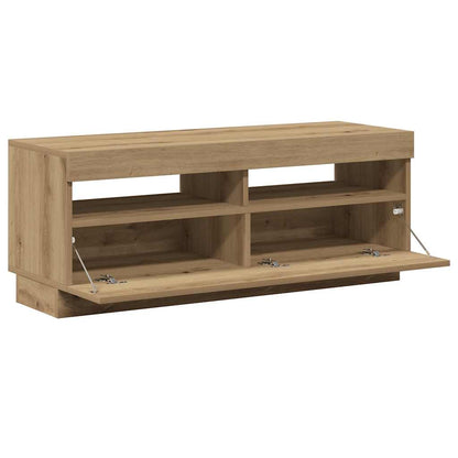 vidaXL TV Cabinet with LED Lights Artisian Oak 100x35x40 cm Engineered Wood