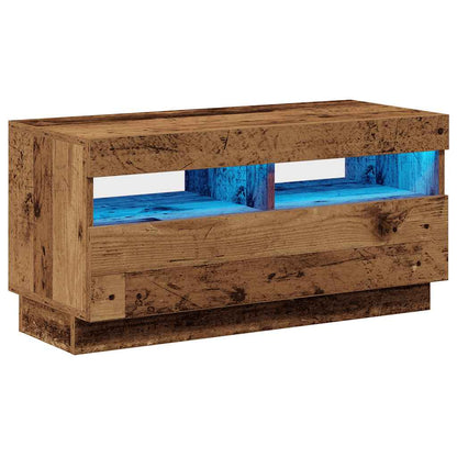vidaXL TV Cabinet with LED Lights Old Wood 80x35x40 cm Engineered Wood