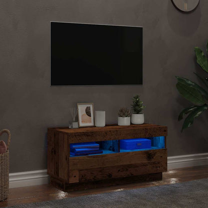 vidaXL TV Cabinet with LED Lights Old Wood 80x35x40 cm Engineered Wood