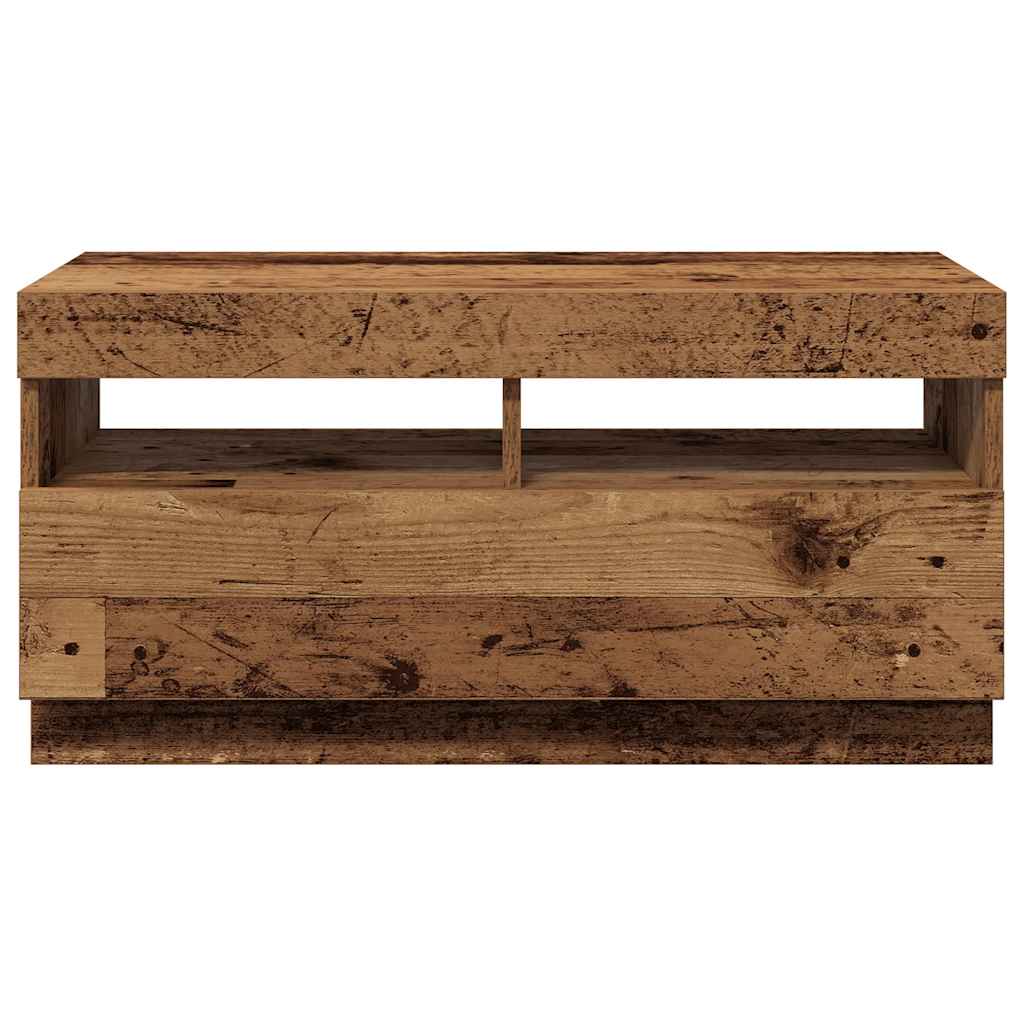 vidaXL TV Cabinet with LED Lights Old Wood 80x35x40 cm Engineered Wood