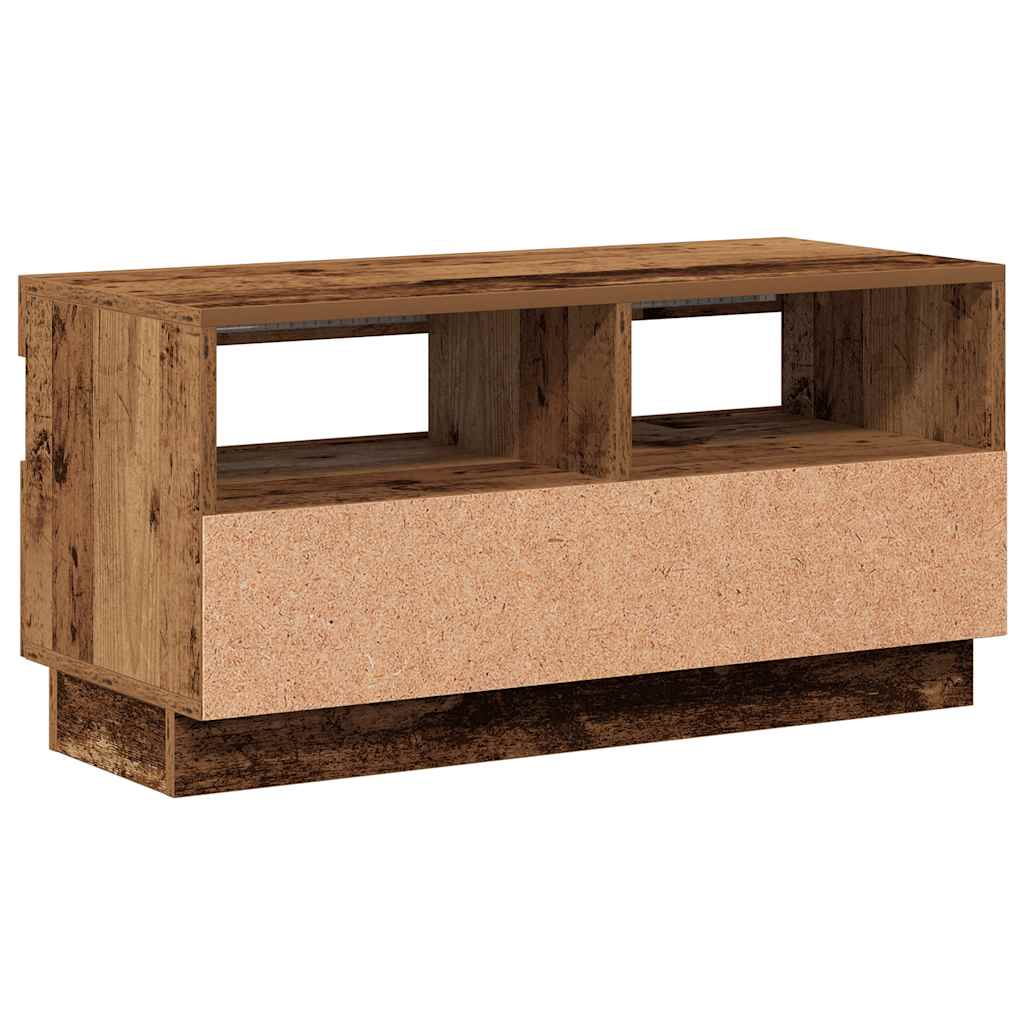 vidaXL TV Cabinet with LED Lights Old Wood 80x35x40 cm Engineered Wood