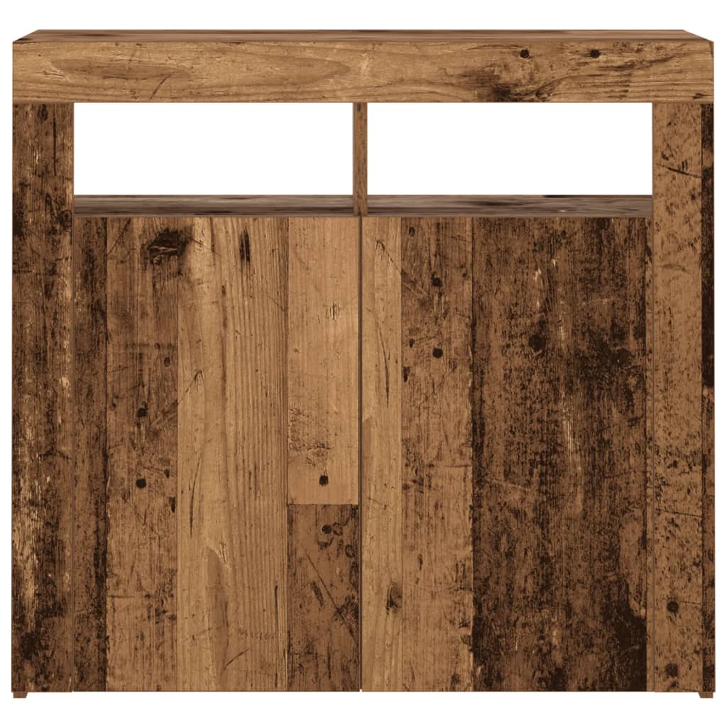 vidaXL Sideboard with LED Lights Old Wood 80x35x75 cm Engineered Wood