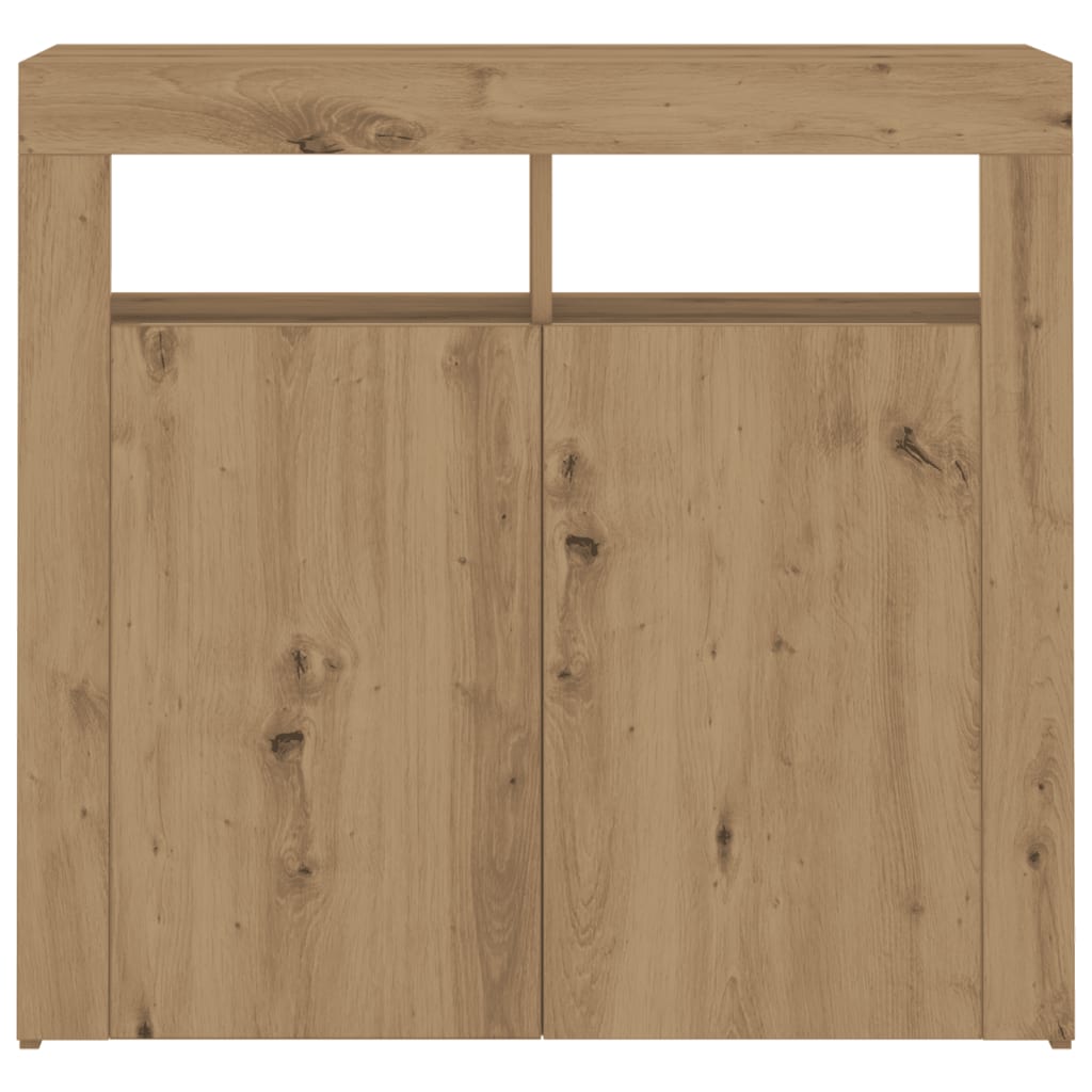 vidaXL Sideboard with LED Lights Artisan Oak 80x35x75 cm Engineered Wood