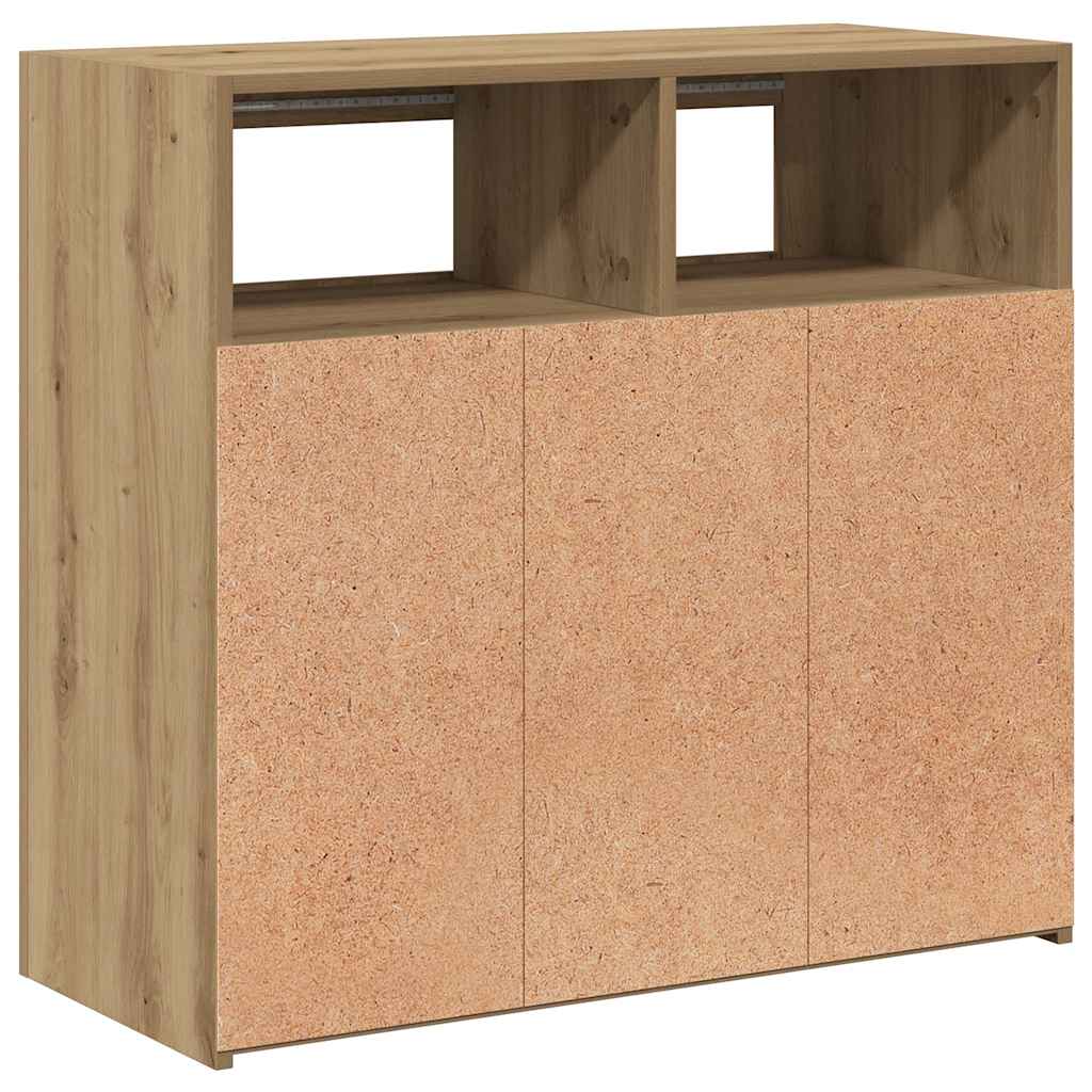 vidaXL Sideboard with LED Lights Artisan Oak 80x35x75 cm