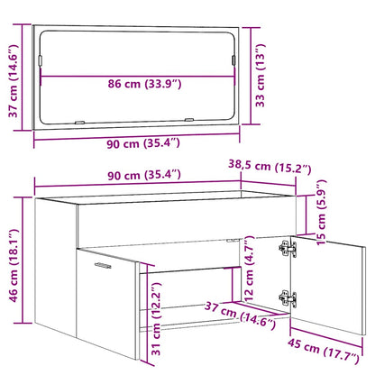 vidaXL Bathroom Cabinet with Mirror Old Wood Engineered Wood