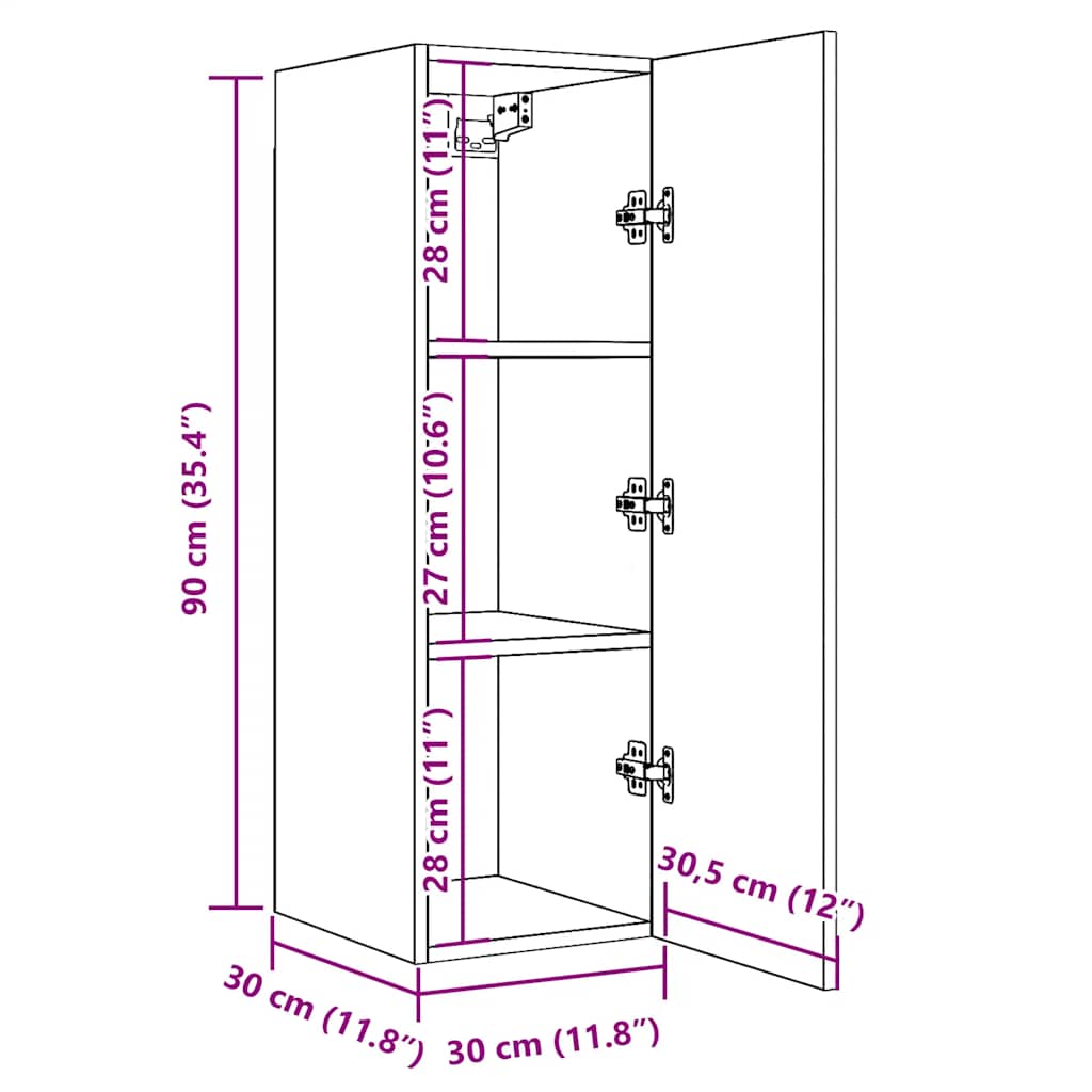 vidaXL 2 Piece TV Cabinet Set Old Wood 30,5x30x90 cm Engineered Wood
