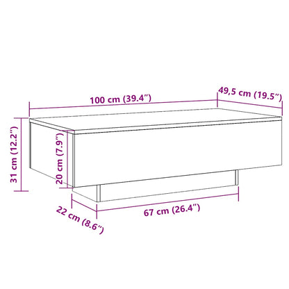 vidaXL Coffee Table Old Wood 100x49.5x31 cm Engineered Wood