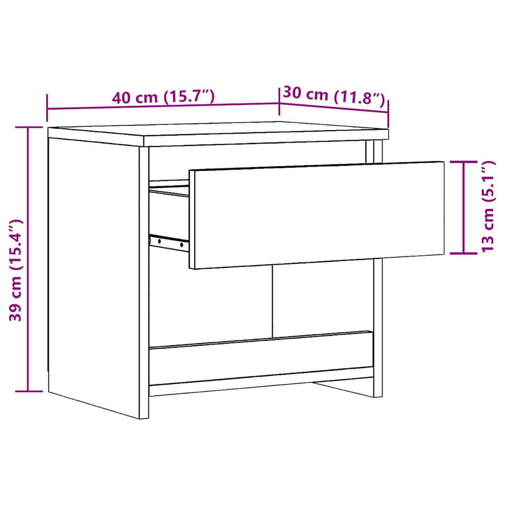 vidaXL Bedside Cabinets 2 pcs Artisan Oak 40x30x39 cm Engineered Wood