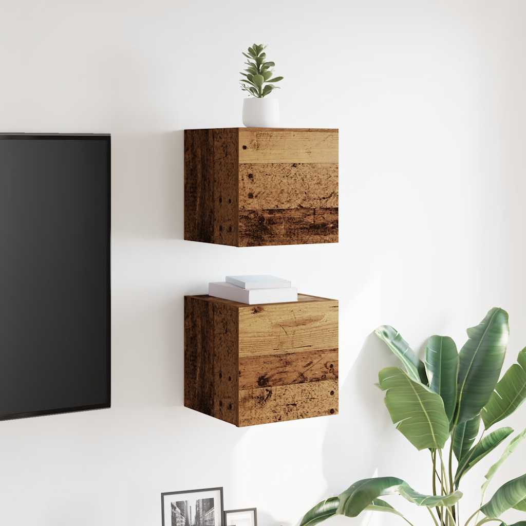 vidaXL Wall Mounted TV Cabinet 2 pcs Old Wood 30.5x30x30 cm