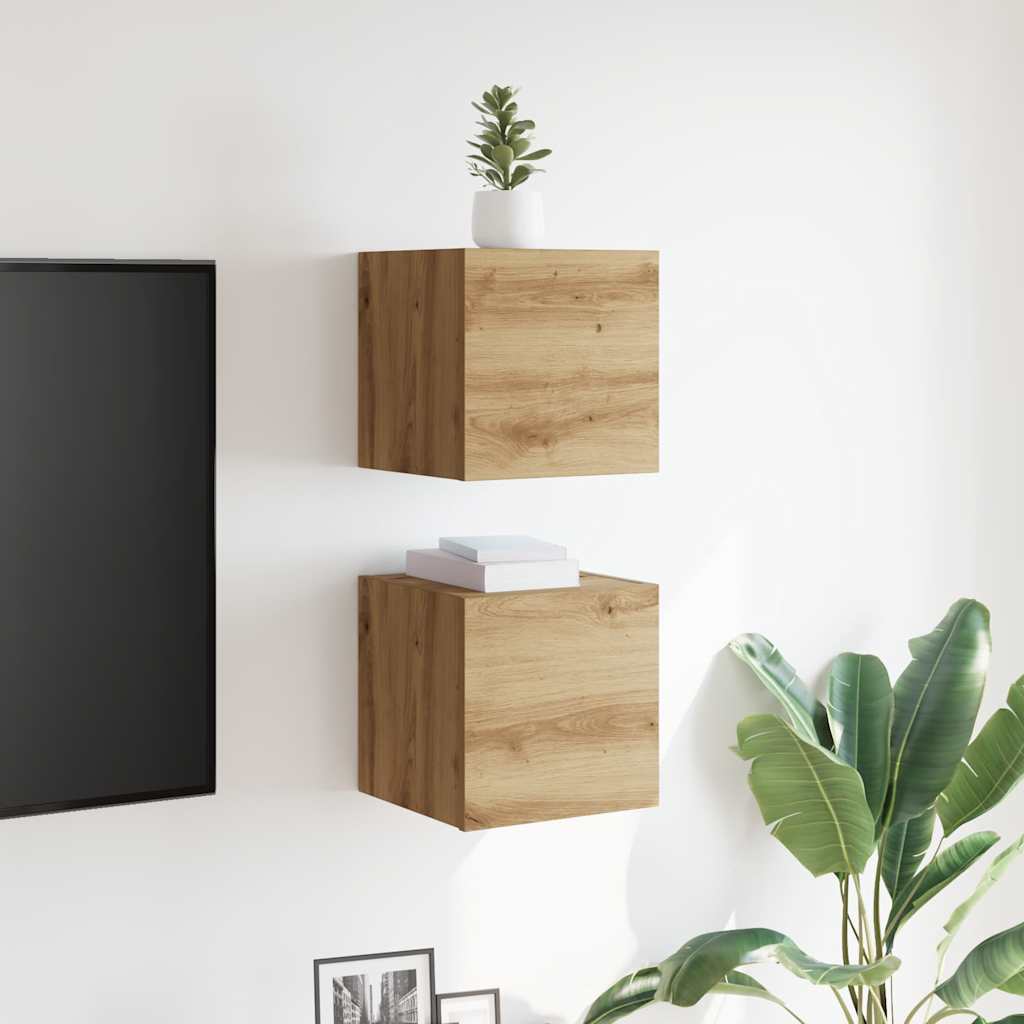 vidaXL Wall Mounted TV Cabinet 2 pcs Artisan Oak 30.5x30x30 cm