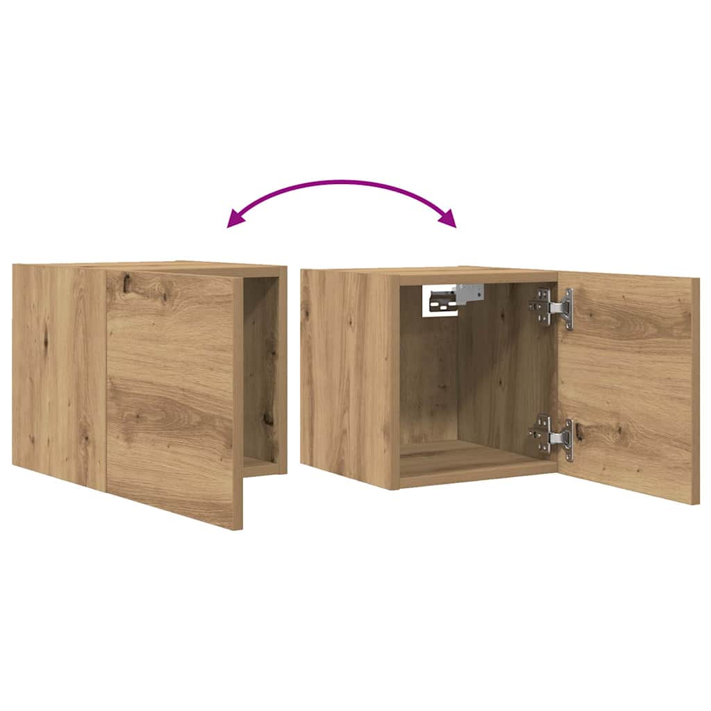 vidaXL 2 Piece Wall-mounted TV Cabinet Set Artisan Oak 30,5x30x30 cm