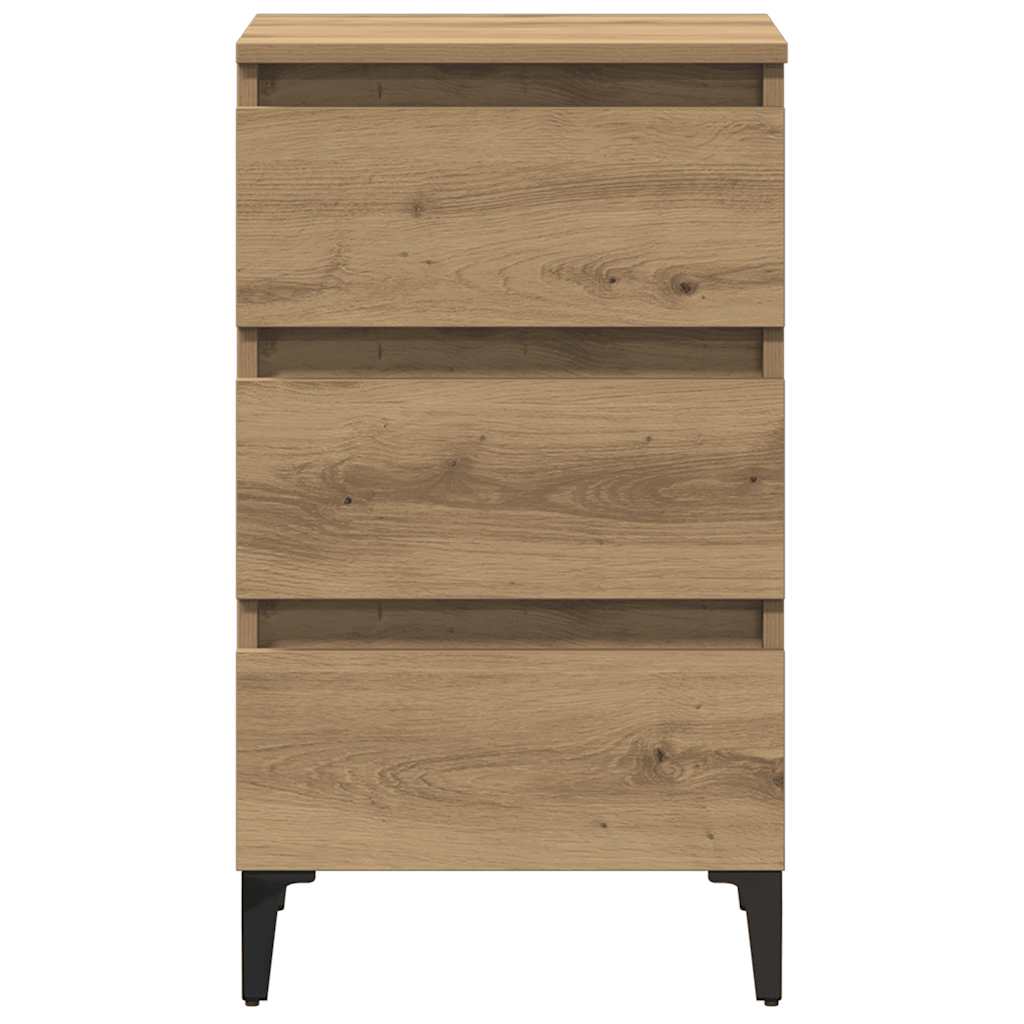 vidaXL Bed Cabinet with Metal Legs Artisan Oak 40x35x69 cm