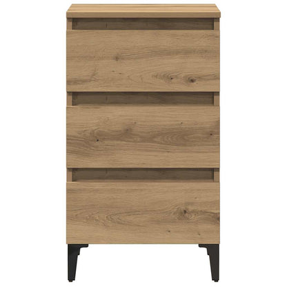 vidaXL Bed Cabinet with Metal Legs Artisan Oak 40x35x69 cm
