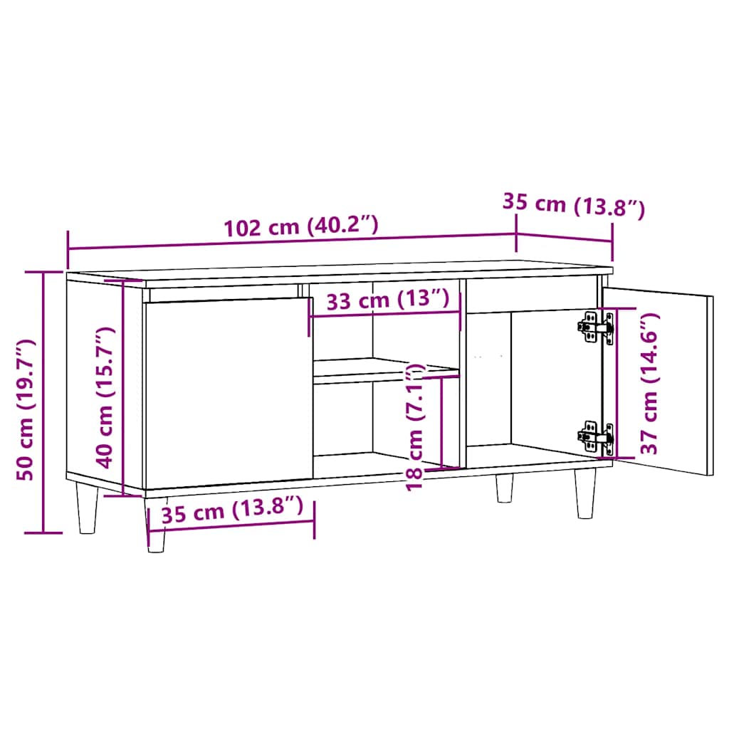 vidaXL TV Cabinet Old Wood 102x35x50 cm Engineered Wood