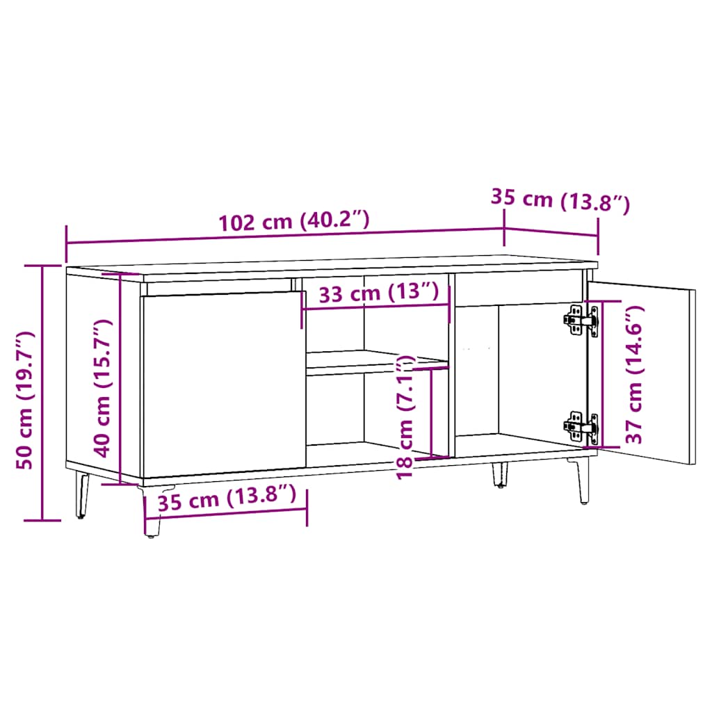 vidaXL TV Cabinet Old Wood 102x35x50 cm Engineered Wood