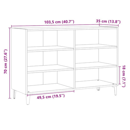vidaXL Sideboard Artisan Oak 103.5x35x70 cm Engineered Wood