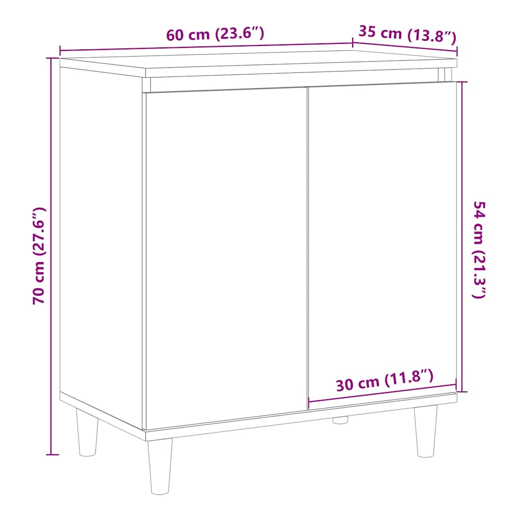 vidaXL Sideboard Old Wood 60x35x70 cm Engineered Wood