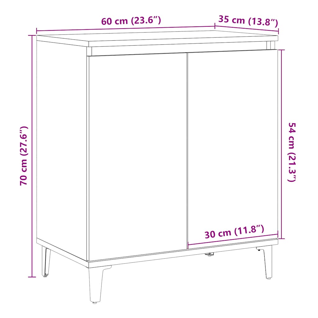 vidaXL Sideboard Old Wood 60x35x70 cm Engineered Wood