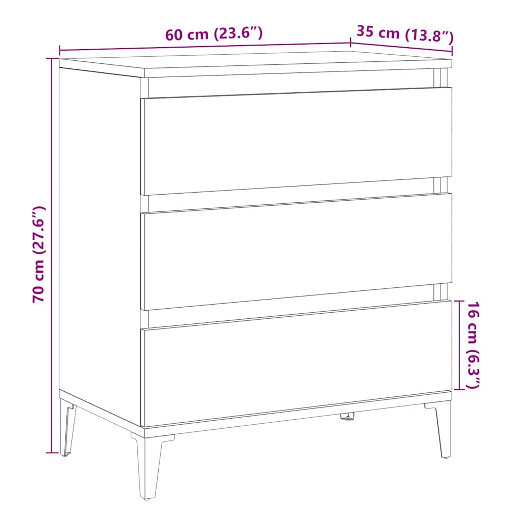 vidaXL Sideboard Old Wood 60x35x70 cm Engineered Wood