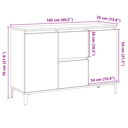 vidaXL Sideboard Old Wood 102x35x70 cm Engineered Wood