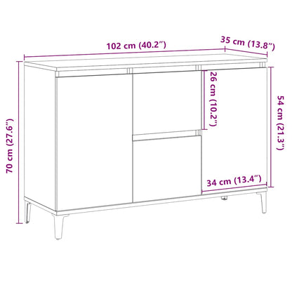 vidaXL Sideboard Artisan Oak 102x35x70 cm Engineered Wood