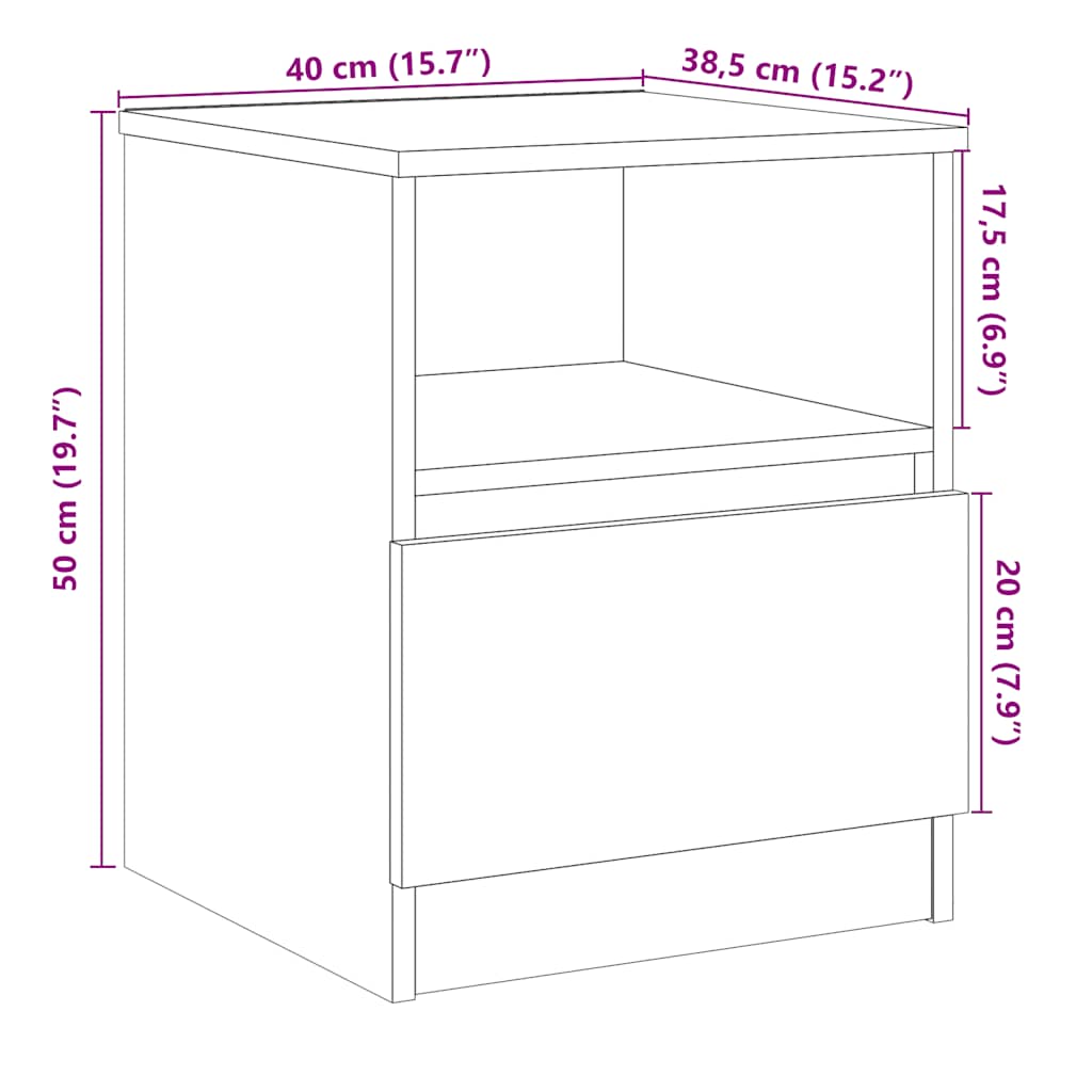 vidaXL Bedside Cabinets 2 pcs Artisan Oak 40x40x50 cm Engineered Wood