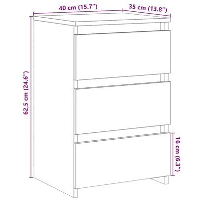 vidaXL Bedside Cabinet Old Wood 40x35x62,5 cm Engineered Wood