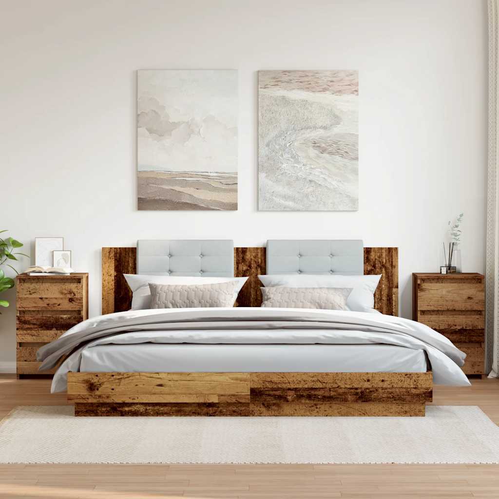 vidaXL Bedside Cabinets 2 pcs Old Wood 40x35x62.5 cm Engineered Wood