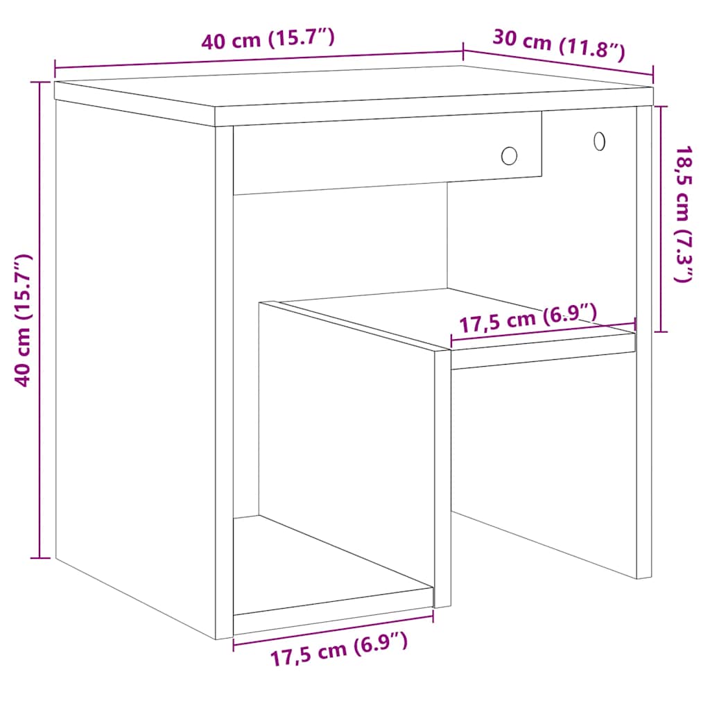 vidaXL Bedside Cabinet Old Wood 40x30x40 cm Engineered Wood