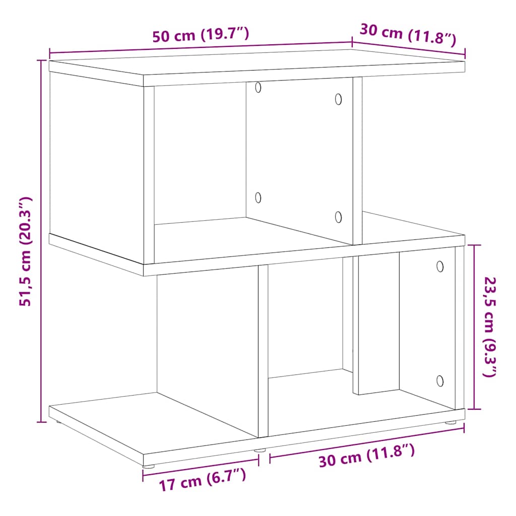 vidaXL Bedside Cabinet Old Wood 50x30x51,5 cm Engineered Wood