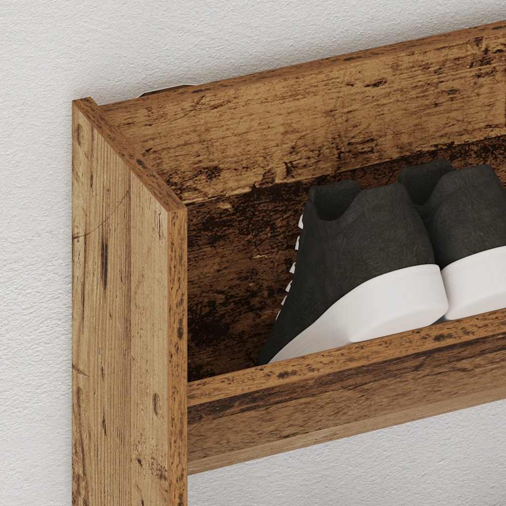vidaXL Wall Shoe Cabinet Old Wood 80x18x90 cm Engineered Wood
