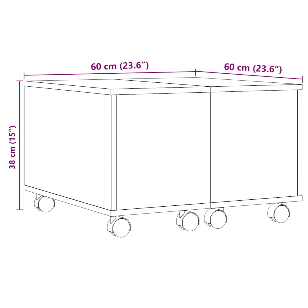 vidaXL Coffee Table Old Wood 60x60x38 cm Engineered Wood