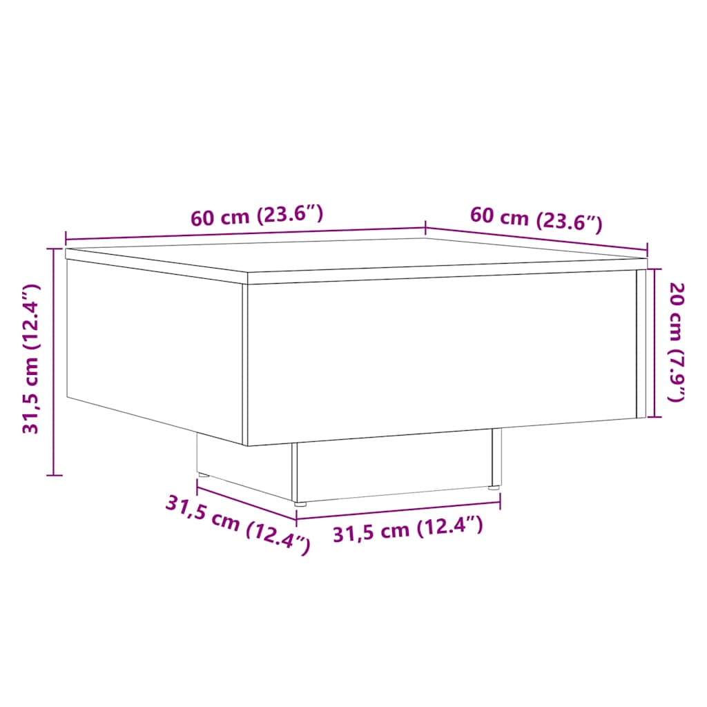 vidaXL Coffee Table Old Wood 60x60x31.5 cm Engineered Wood