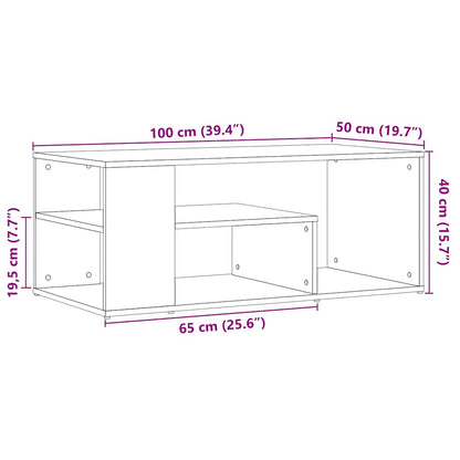 vidaXL Coffee Table Artisan Oak 100x50x40 cm Engineered Wood